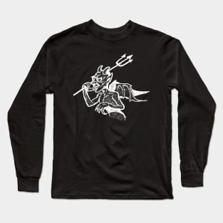 Vintage Devil Illustration Design Long Sleeve T-Shirt